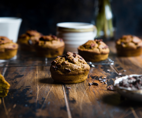 muffins on a rustic wooden table